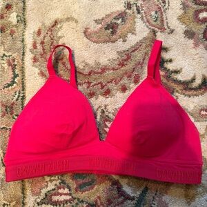 Calvin Klein Red Wireless Bralette with Logo Band